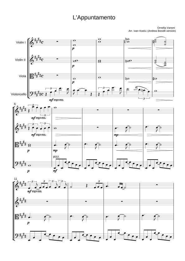 L'appuntamento (sentado A'beira Do Caminho) (arr. Ivan Koncic)