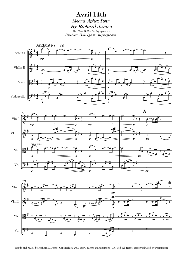 Avril 14th (arr. Graham Hall (ghmusicprep.com))