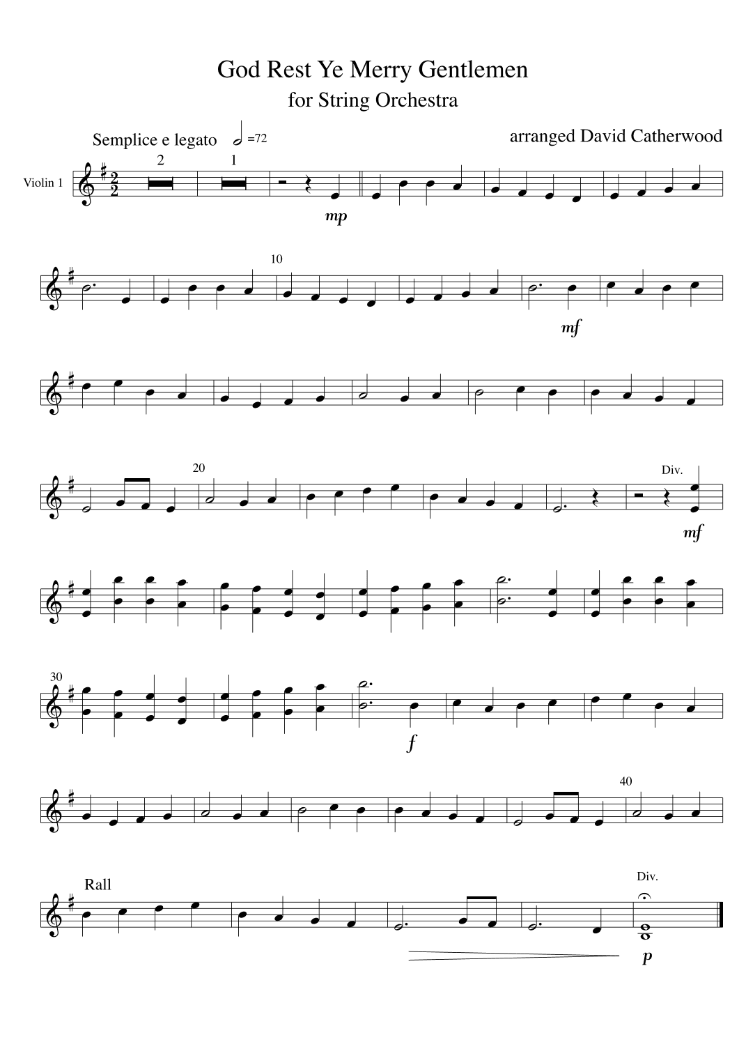 3 Lyrical English Christmas Carols for String Orchestra arranged by David Catherwood (arr. David Catherwood)