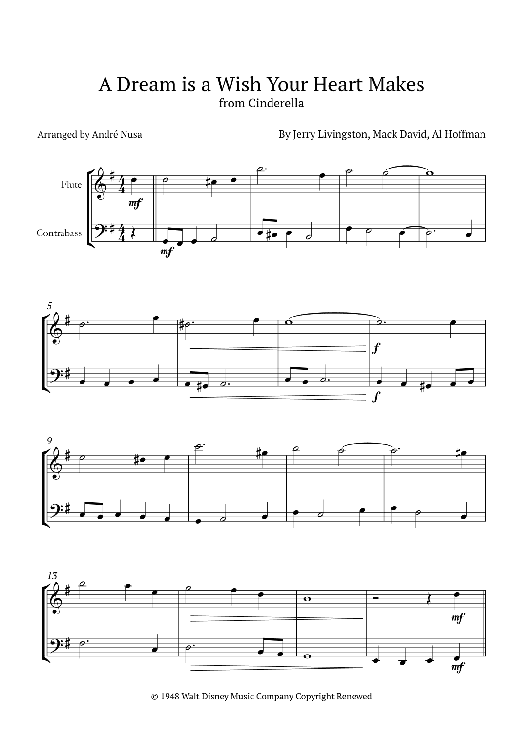 A Dream Is A Wish Your Heart Makes (arr. André Nusa)