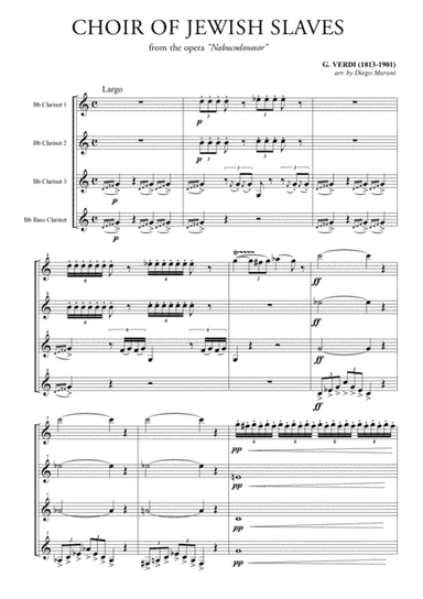 Choir of the Jewish Slaves for Clarinet Quartet (arr. Diego Marani)