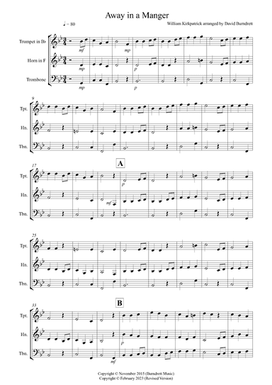 Away in a Manger for Brass Trio (arr. David Burndrett)