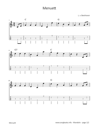 Menuett - L. v. Beethoven (arr. songbooks.info)