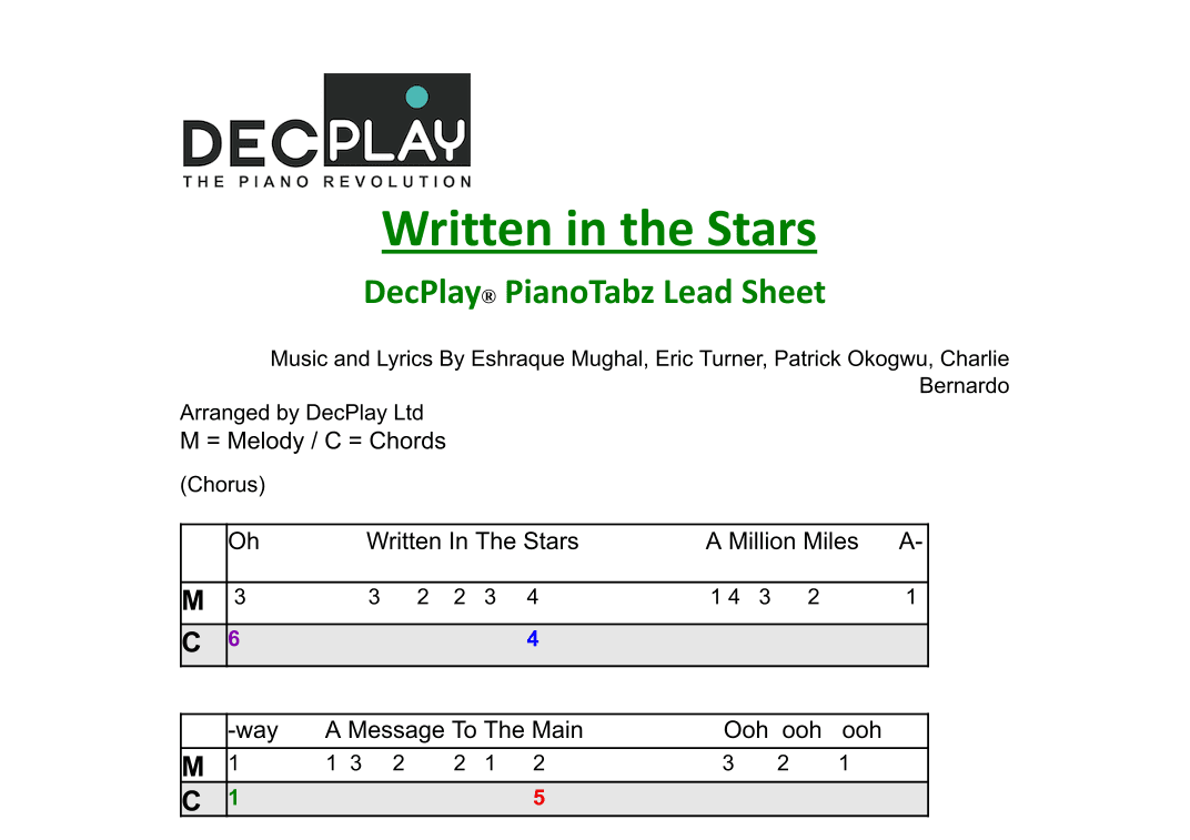 Written In The Stars (arr. DecPlay Ltd)