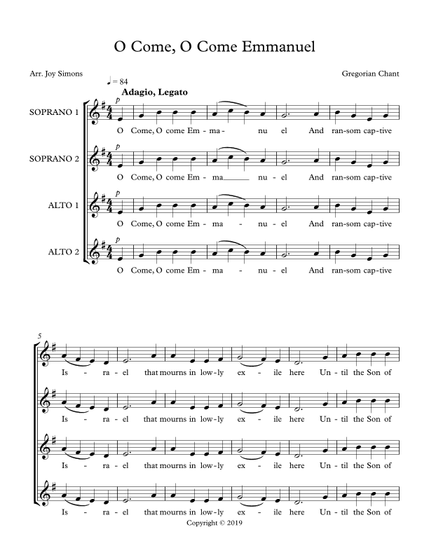O Come, O Come Emmanuel (arr. Joy Simons)