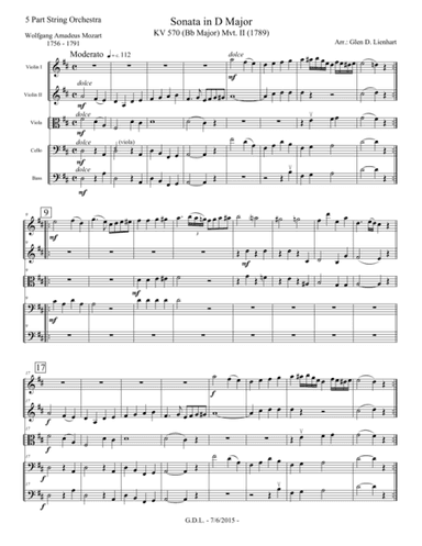 Sonata in D Major K.570 (arr. Glen D. Lienhart)