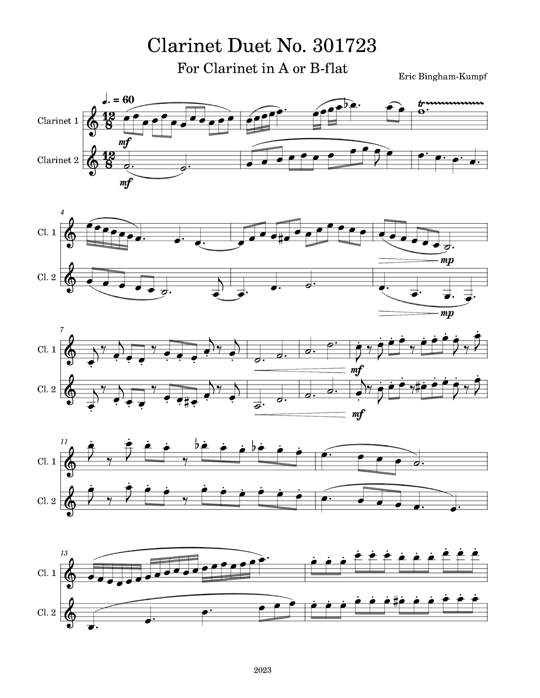 Clarinet Duet No. 301723