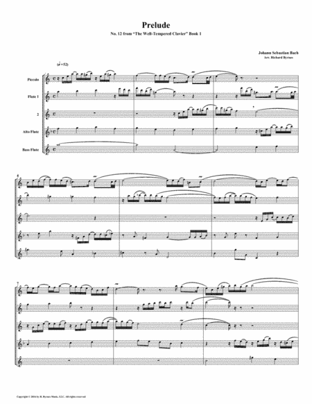 Prelude 12 from Well-Tempered Clavier, Book 1 (Flute Quintet) (arr. Richard Byrnes)