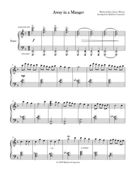 Away in a Manger (Piano) (arr. Kathryn Carpenter)