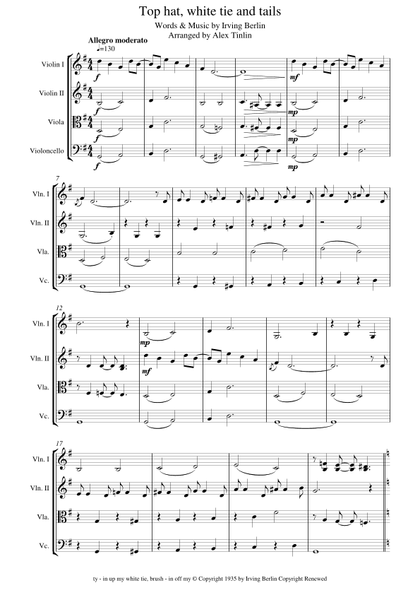 Top Hat, White Tie And Tails (arr. Alex Tinlin)