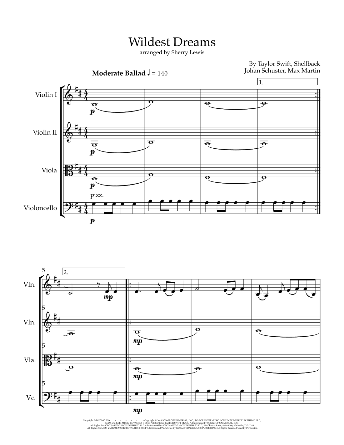 Wildest Dreams (arr. Sherry Lewis)