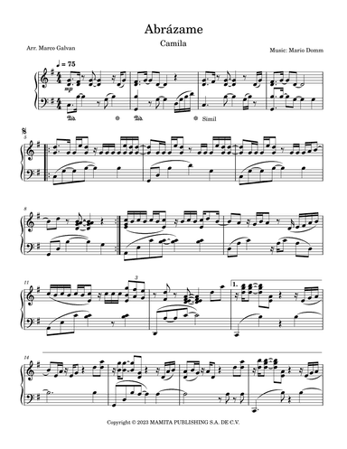 Abrazame (arr. Marco Galvan)