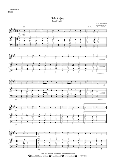 Ode to Joy - Joyful Joyful - Easy Bb Trombone and Piano (arr. Daniel H Rosa)