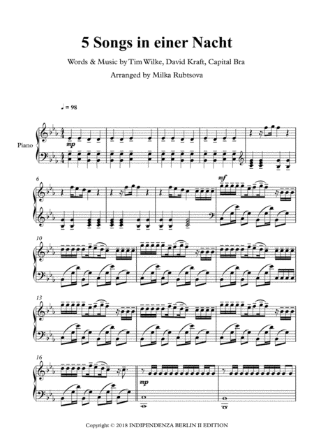 5 Songs In Einer Nacht (arr. Milka Rubtsova)