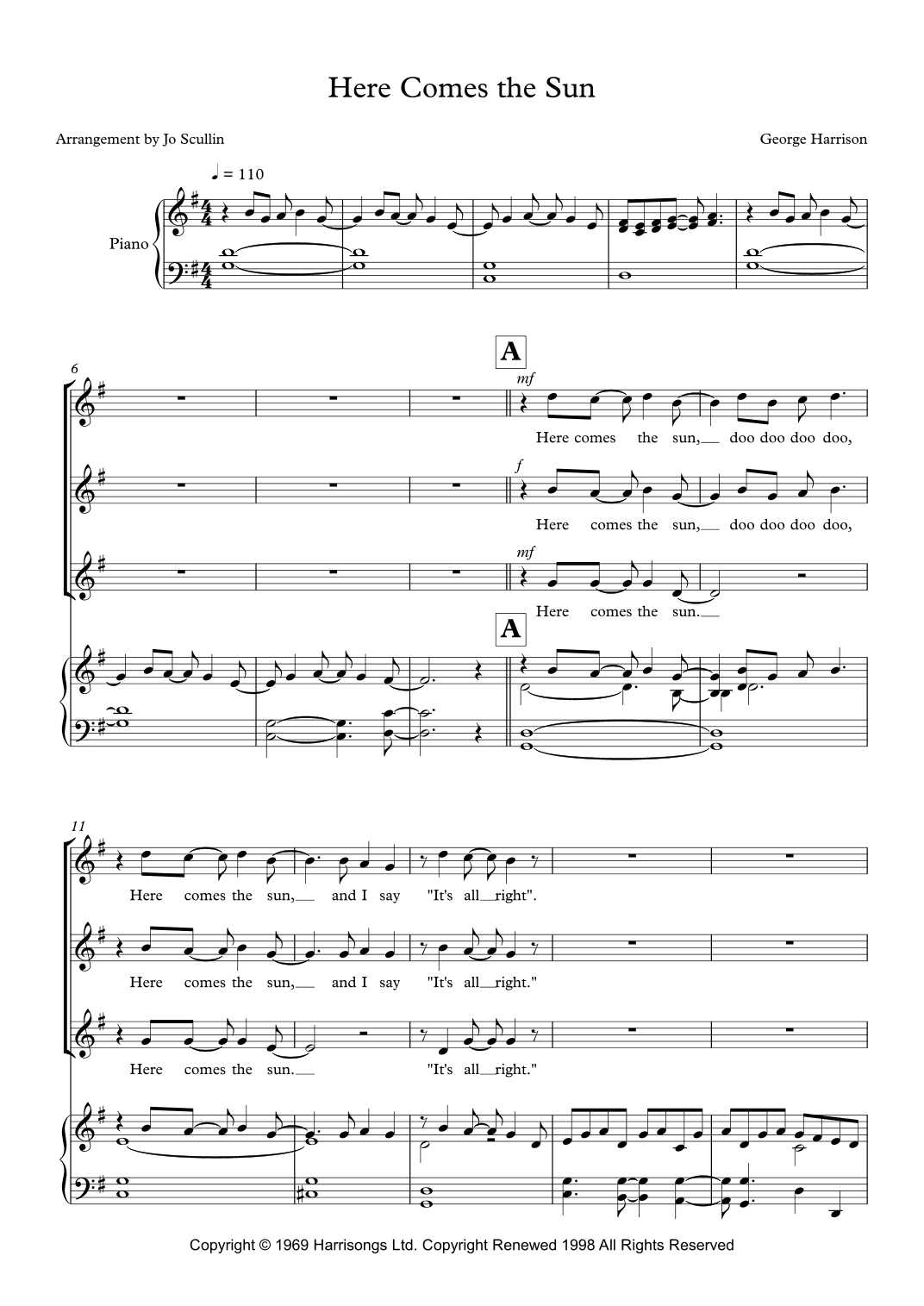 Here Comes The Sun (arr. Jo Scullin)