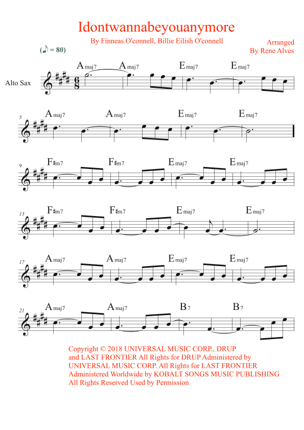 Idontwannabeyouanymore (arr. By Rene Alves)