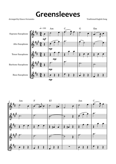 Greensleeves (arr. Glauco Fernandes)