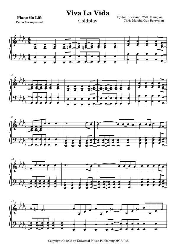 Viva La Vida (arr. Piano Go Life)