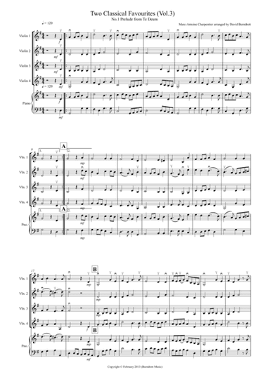 2 Classical Favourites for Violin Quartet (volume three) (arr. David Burndrett)