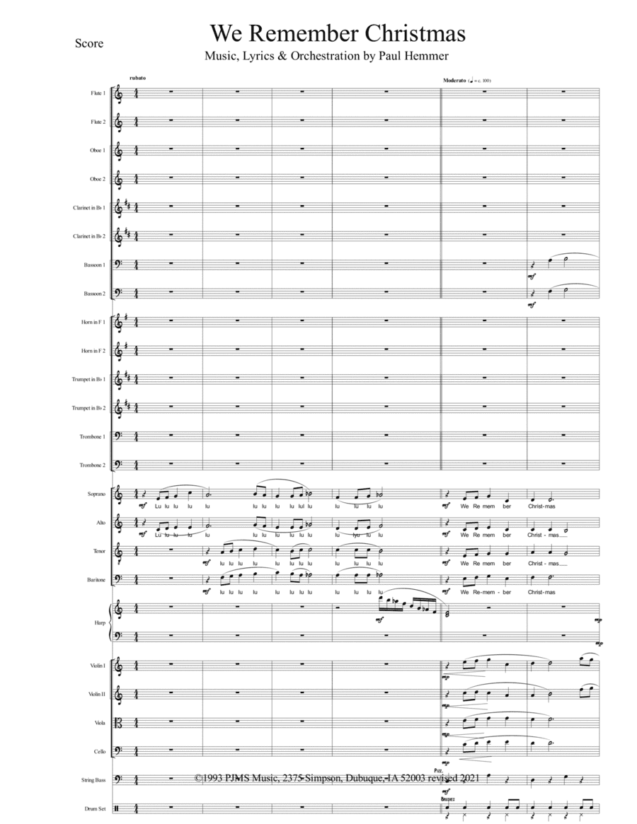 We Remember Christmas - SATB or solo vocal with full orchestra