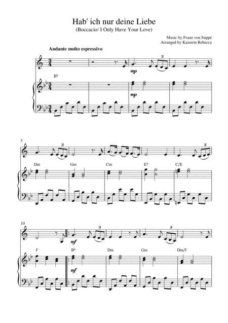 Hab' ich nur deine Liebe (Boccacio/ I Only Have Your Love) (arr. Kaiserin Rebecca)