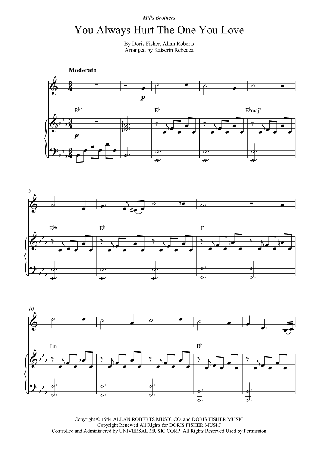 You Always Hurt The One You Love (arr. Kaiserin Rebecca)