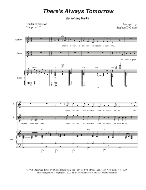 There's Always Tomorrow (arr. Stephen DeCesare)