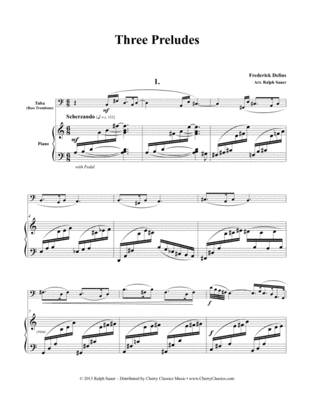 Three Preludes for Tuba or Bass Trombone and Piano (arr. Ralph Sauer)
