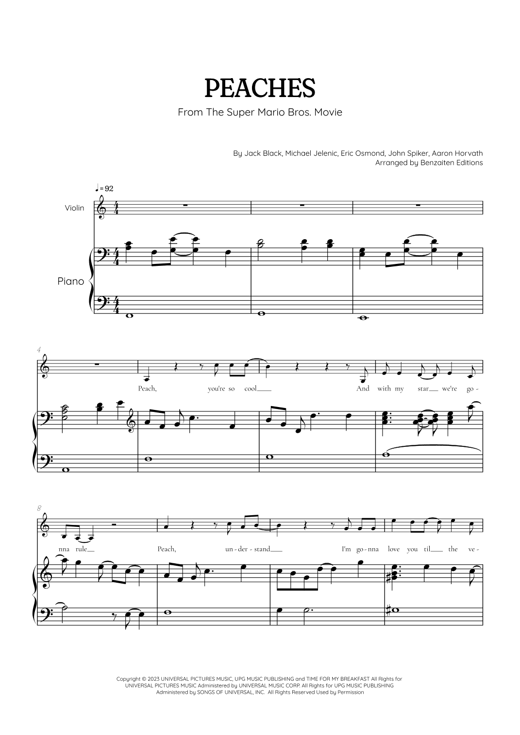 Peaches (arr. Benzaiten Editions)