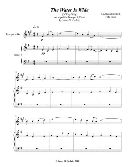 The Water is Wide for Trumpet & Piano (arr. James M. Guthrie)