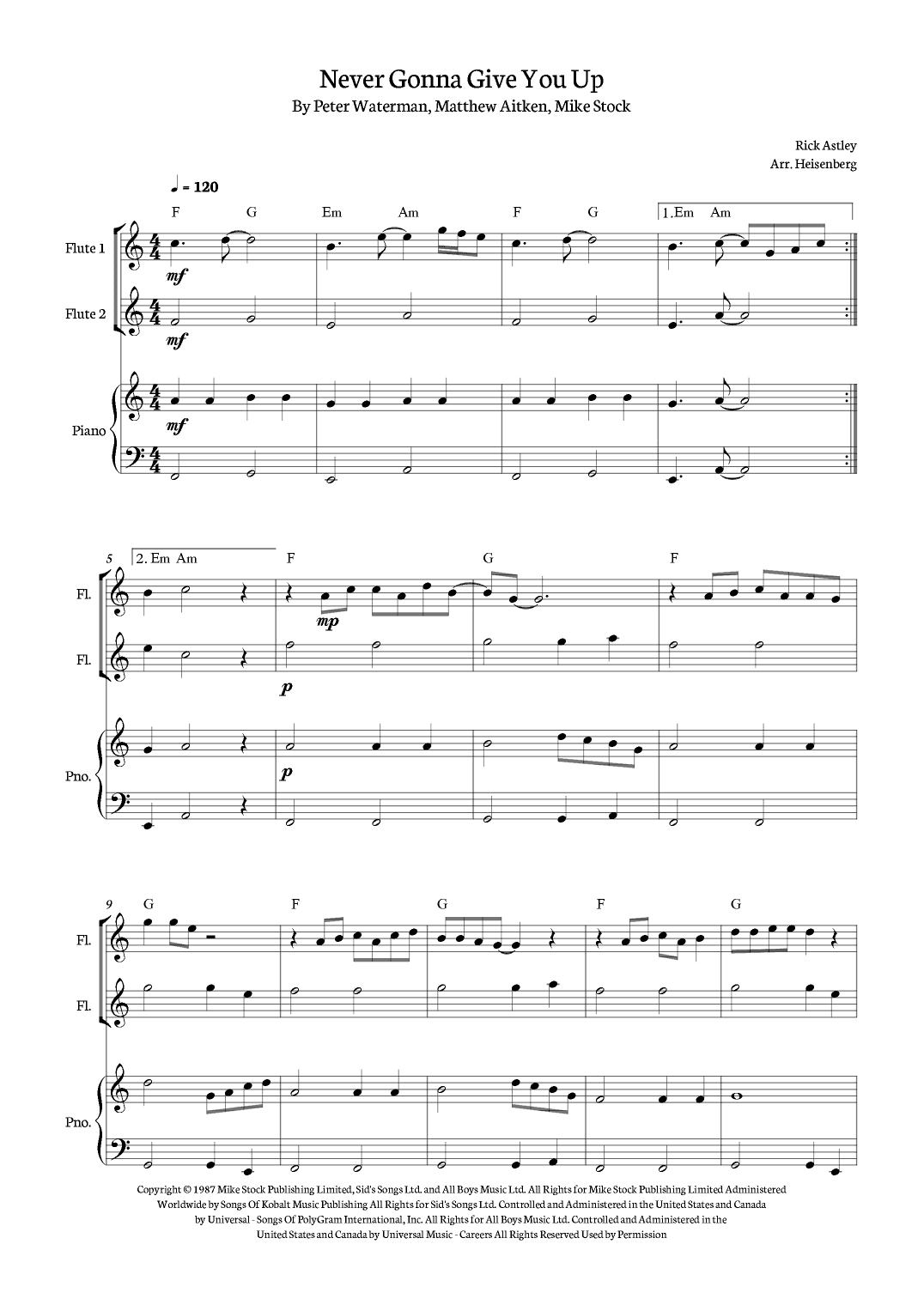 Never Gonna Give You Up (arr. Heisenberg)