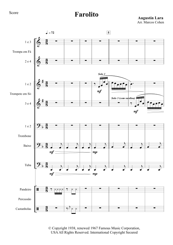 Farolito (lamp On The Corner) (arr. Marcos Cohen)