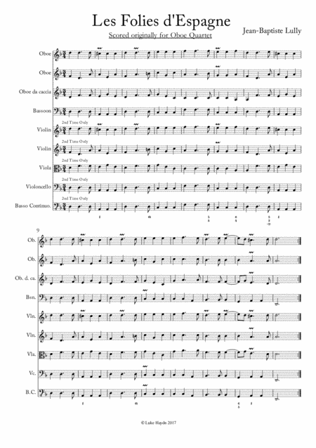 La Folies d'Espagne - Jean-Baptiste Lully  - Full Score and Parts (arr. Luke Haydn)
