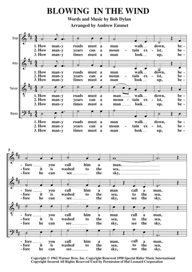 Blowin' In The Wind (arr. Andrew Emmet)