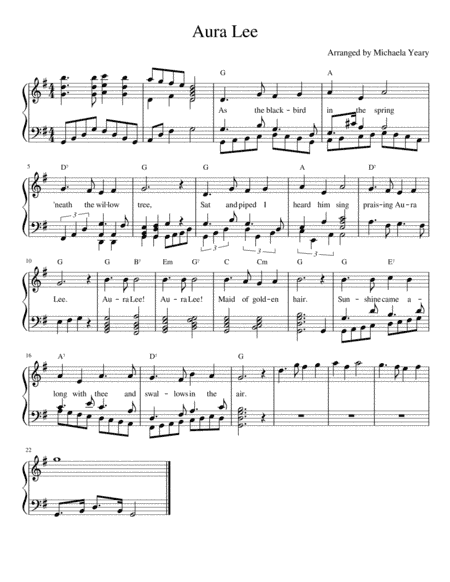 Aura Lee (arr. Michaela Yeary)