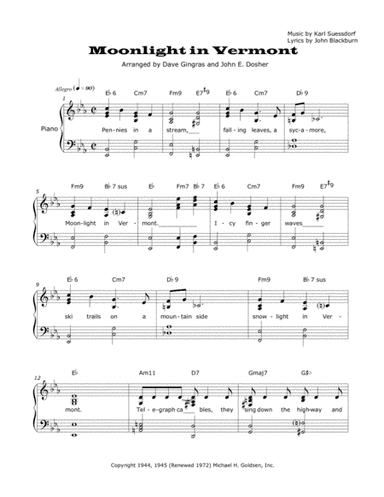 Moonlight In Vermont (arr. Dave Gingras, John E. Dosher)