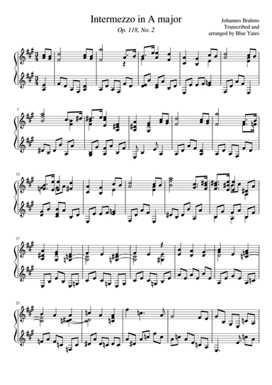 Intermezzo in A major (Johannes Brahms) (arr. Blue Yates)
