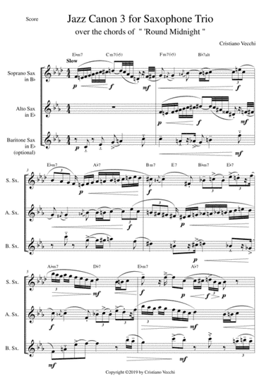 Jazz Canon 3 for Saxophone Trio