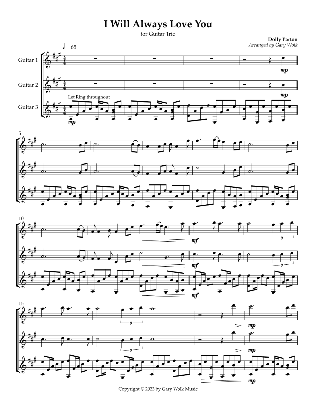 I Will Always Love You (arr. Gary Wolk)