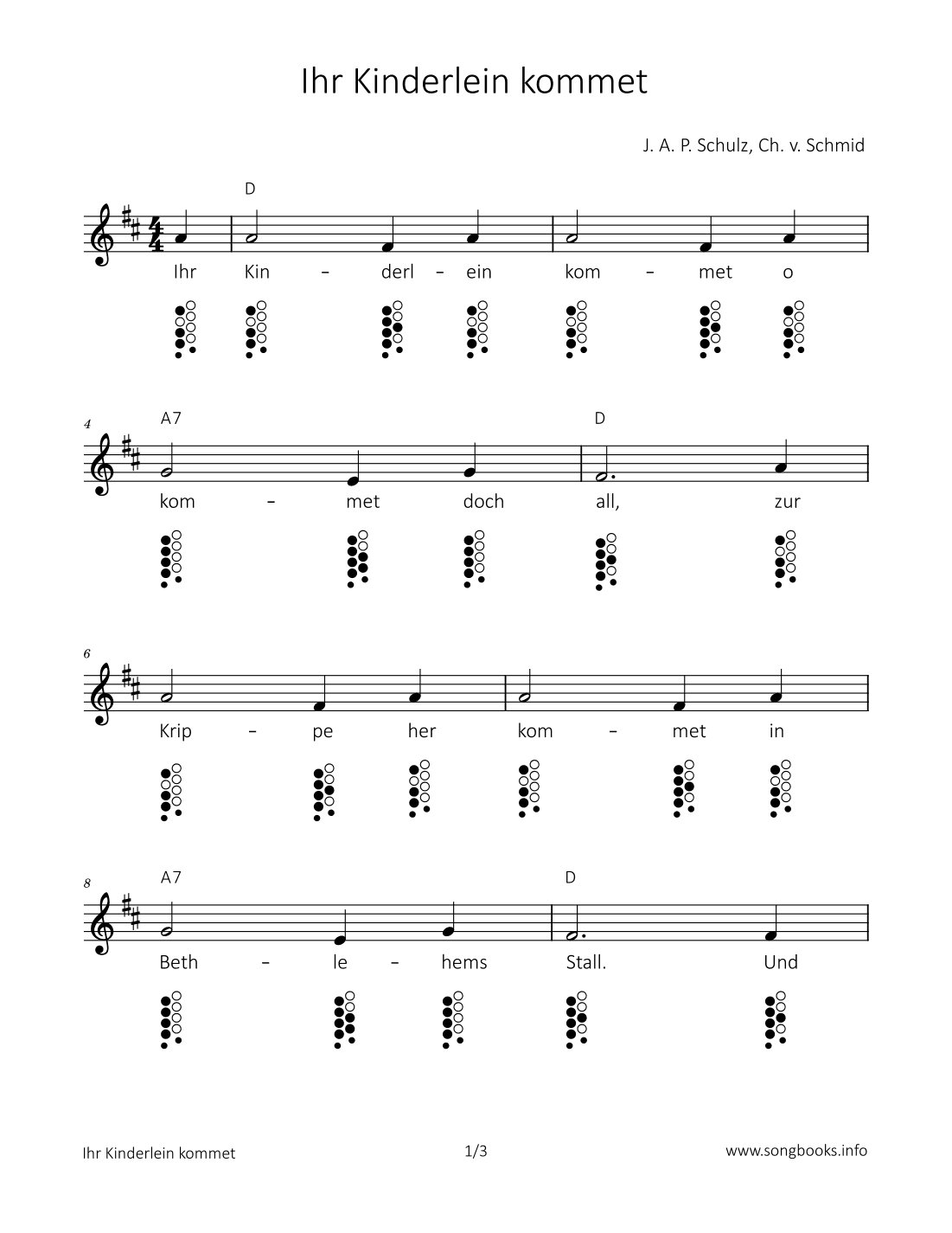 Ihr Kinderlein kommet (arr. songbooks.info)