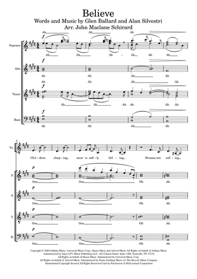 Believe (arr. John Maclane Schirard)