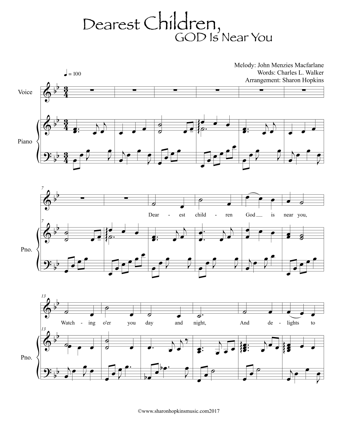 Dearest Children, God Is Near You (arr. Sharon Hopkins)