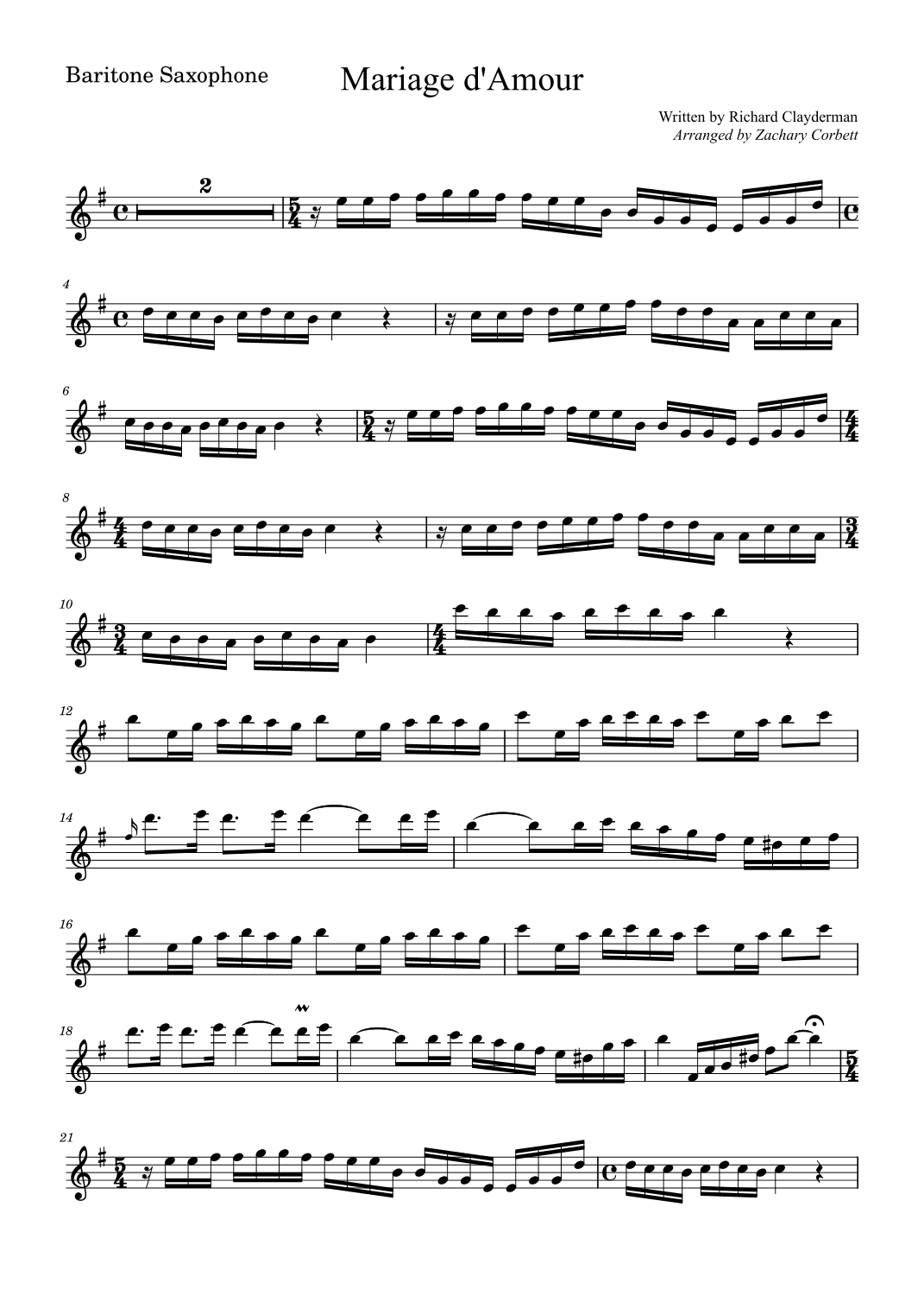Mariage d'Amour (arr. Zachary Corbett)