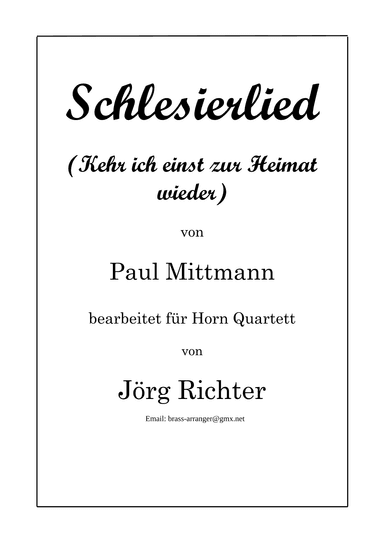 Song of the Silesians for French Horn Quartet (arr. Jörg Richter)