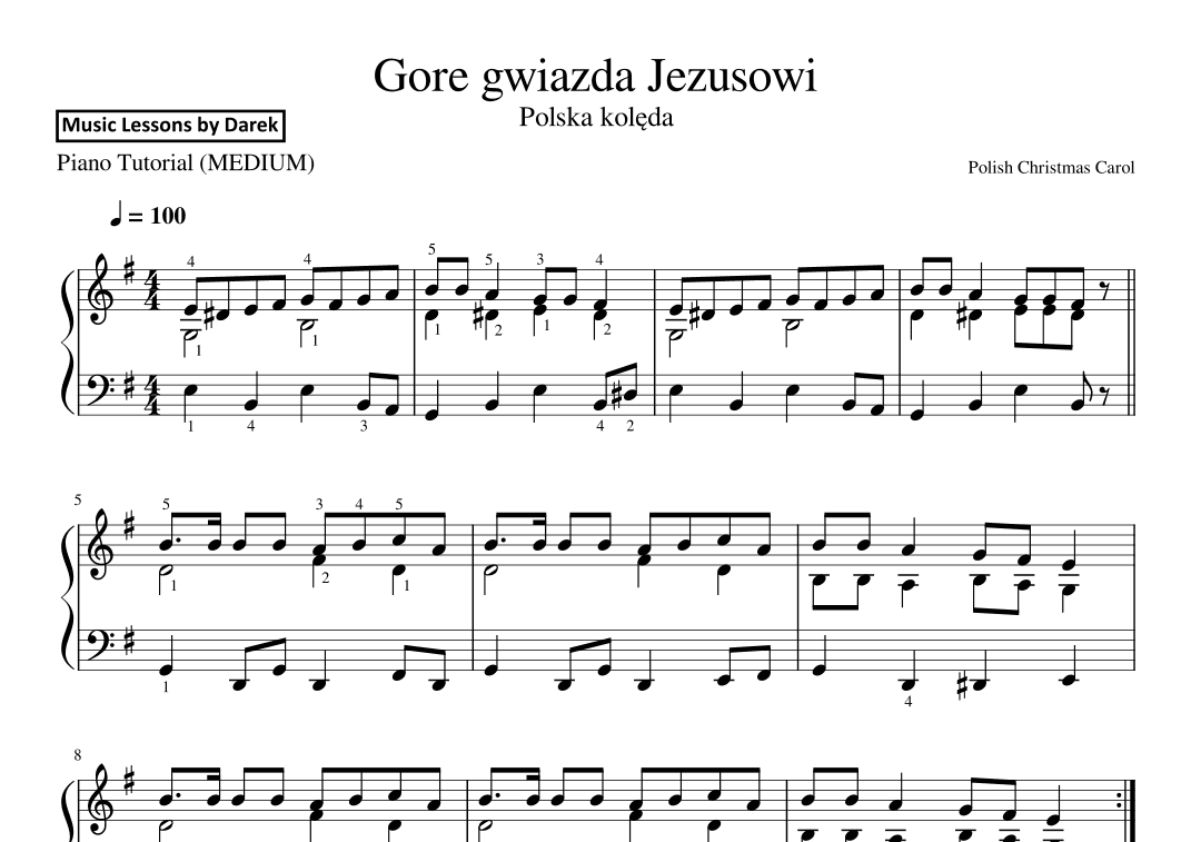 Gore gwiazda Jezusowi (Polish Christmas Carol) [MEDIUM PIANO] (arr. Darek)