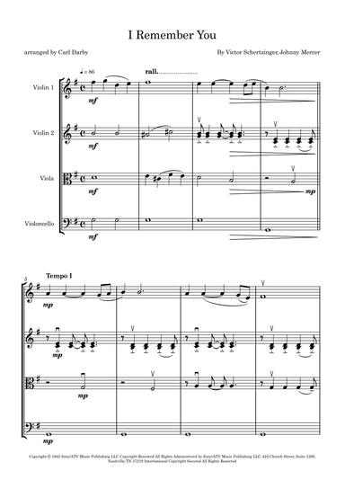 I Remember You (arr. Carl Darby)
