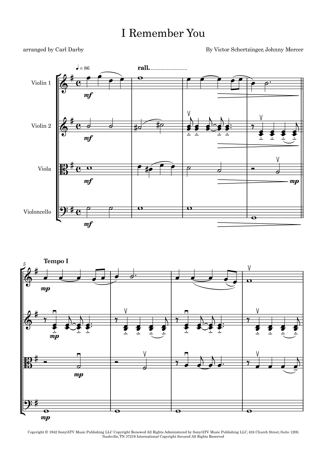 I Remember You (arr. Carl Darby)