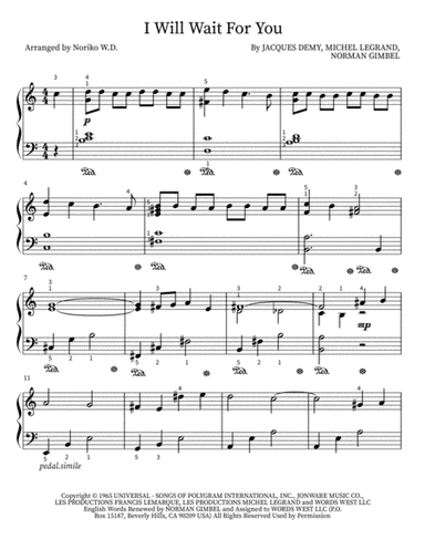 I Will Wait For You (arr. Noriko W.D.)