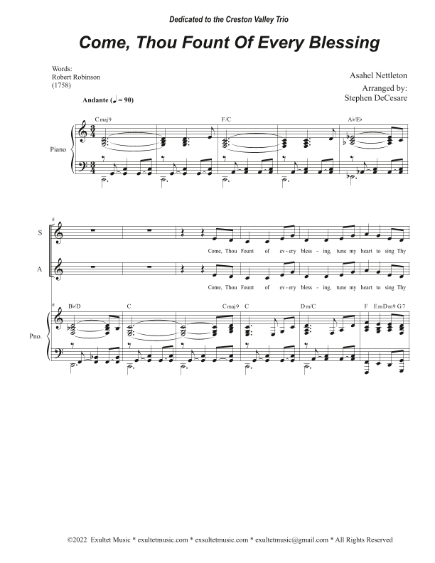 Come, Thou Fount Of Every Blessing (SATB) (arr. Stephen DeCesare)