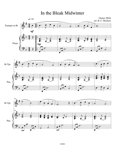 In the Bleak Midwinter (Trumpet Solo with Piano Accompaniment) (arr. B. C. Dockery)